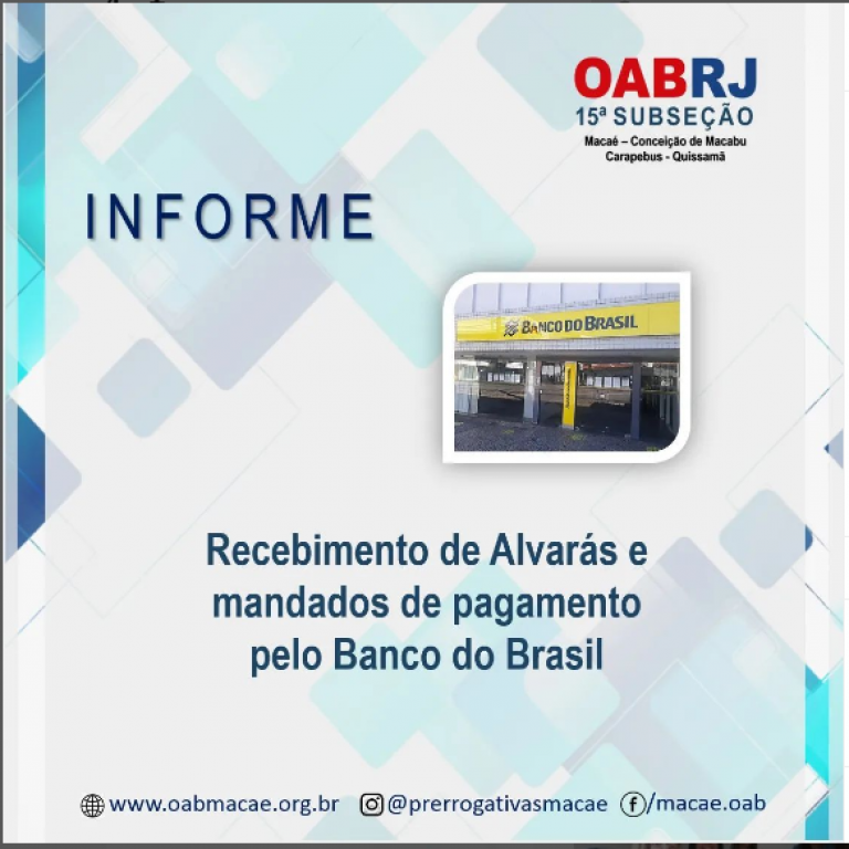  RECEBIMENTO DE ALVARÁS PELO BANCO DO BRASIL