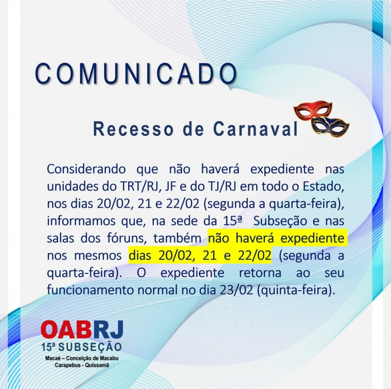 Recesso de Carnaval 2023