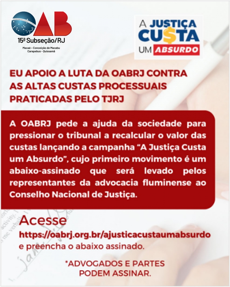 AUMENTO DAS CUSTAS PROCESSUAIS NO TJRJ