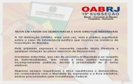 NOTA EM FAVOR DA DEMOCRACIA E DOS DIREITOS INDIVIDUAIS