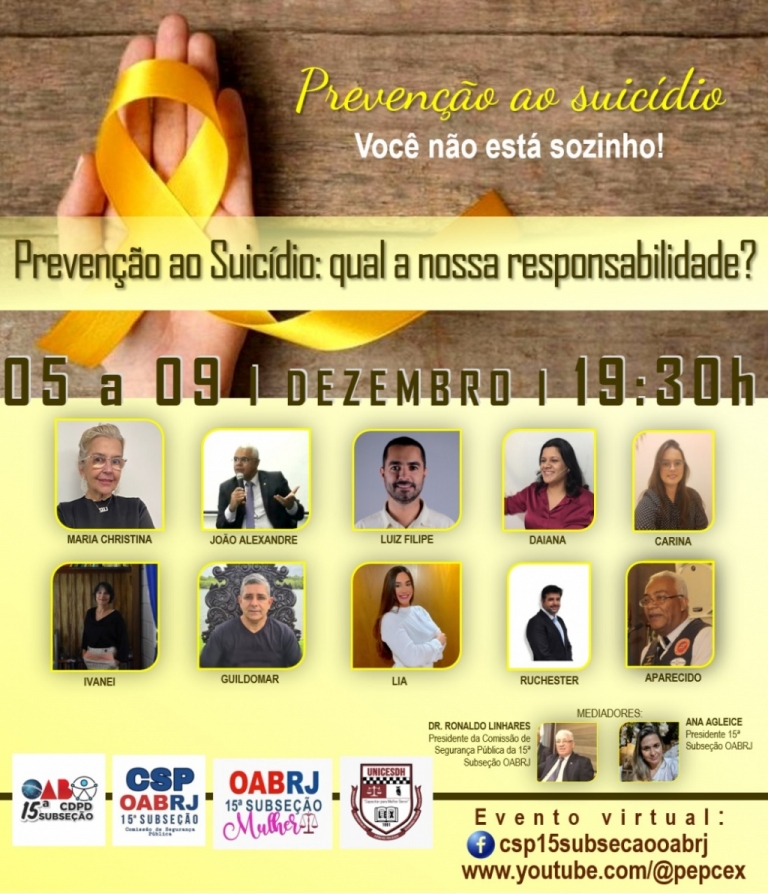 A OAB reúne profissionais de diversas áreas para conversar sobre saúde mental, depressão e suicídio